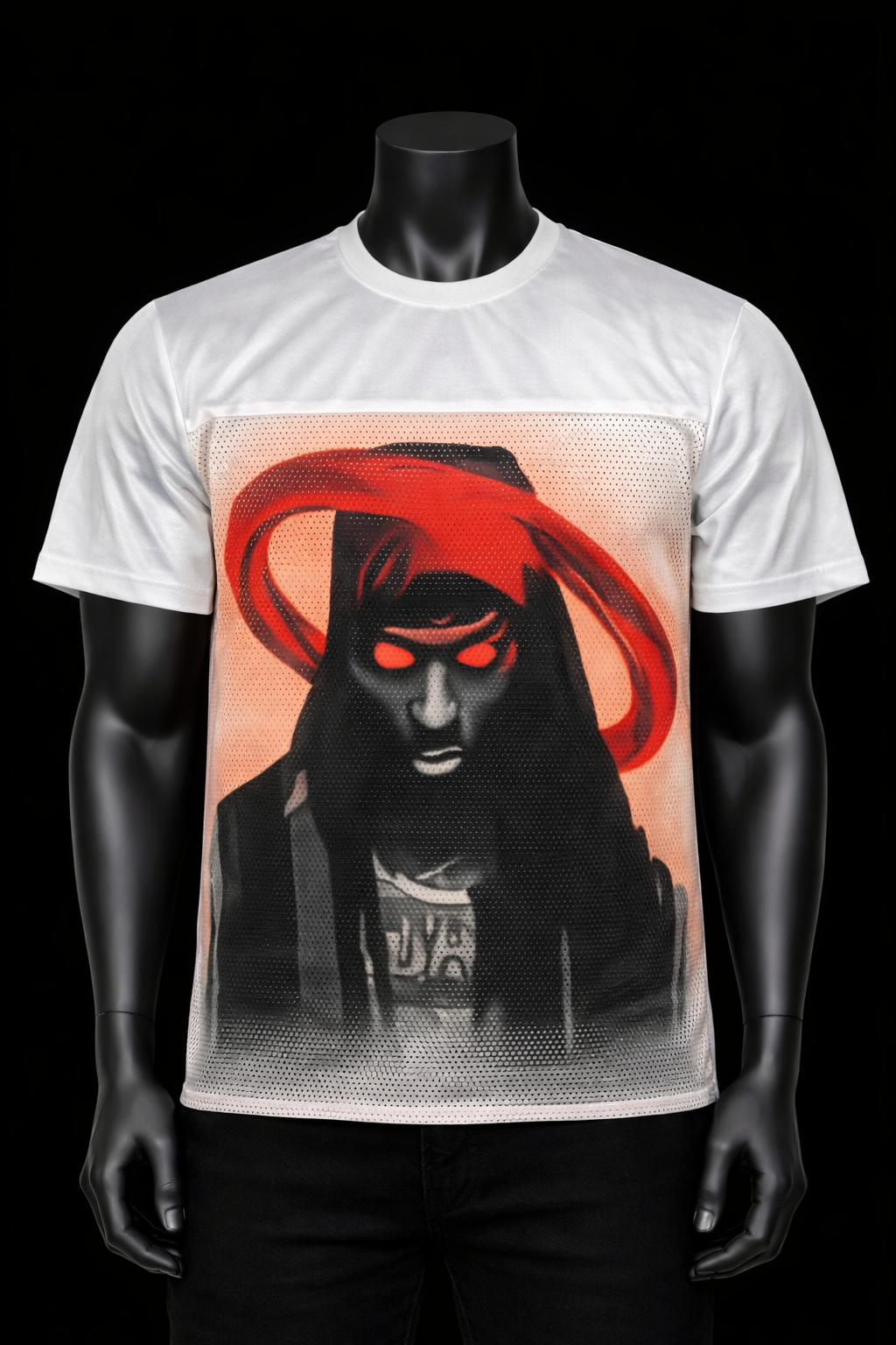 red, black, and white Montana of 300 jersey