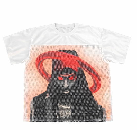 red, black, and white Montana of 300 jersey